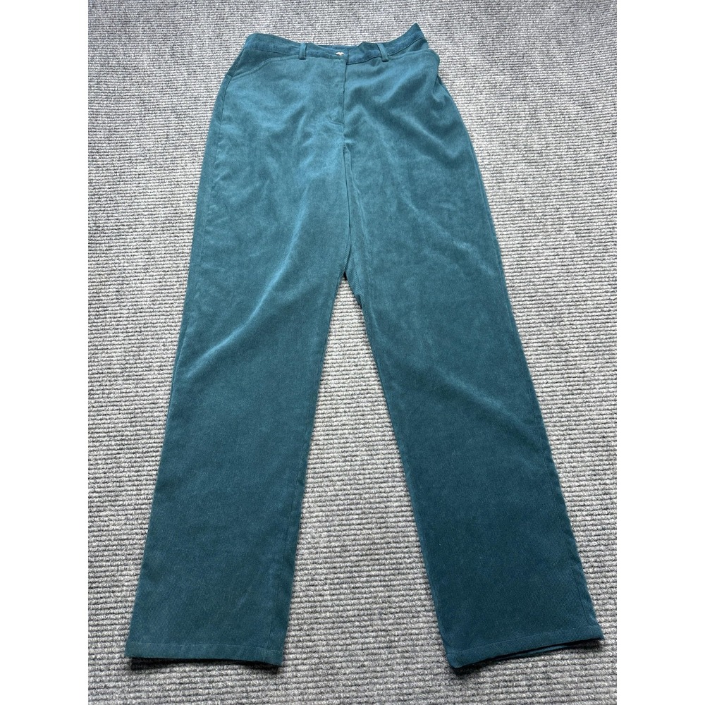 TanJay Pants Womens 8 Teal Corduroy Straight Leg Stretch Zip Fly Casual Classic